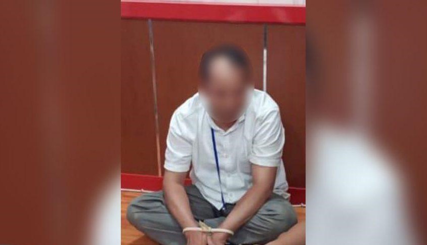 Tampak AN pelaku penembakan dan pembunuhan terhadap warga Palaran dalam kasus sengketa lahan diamankan jajaran Polresta Samarinda.