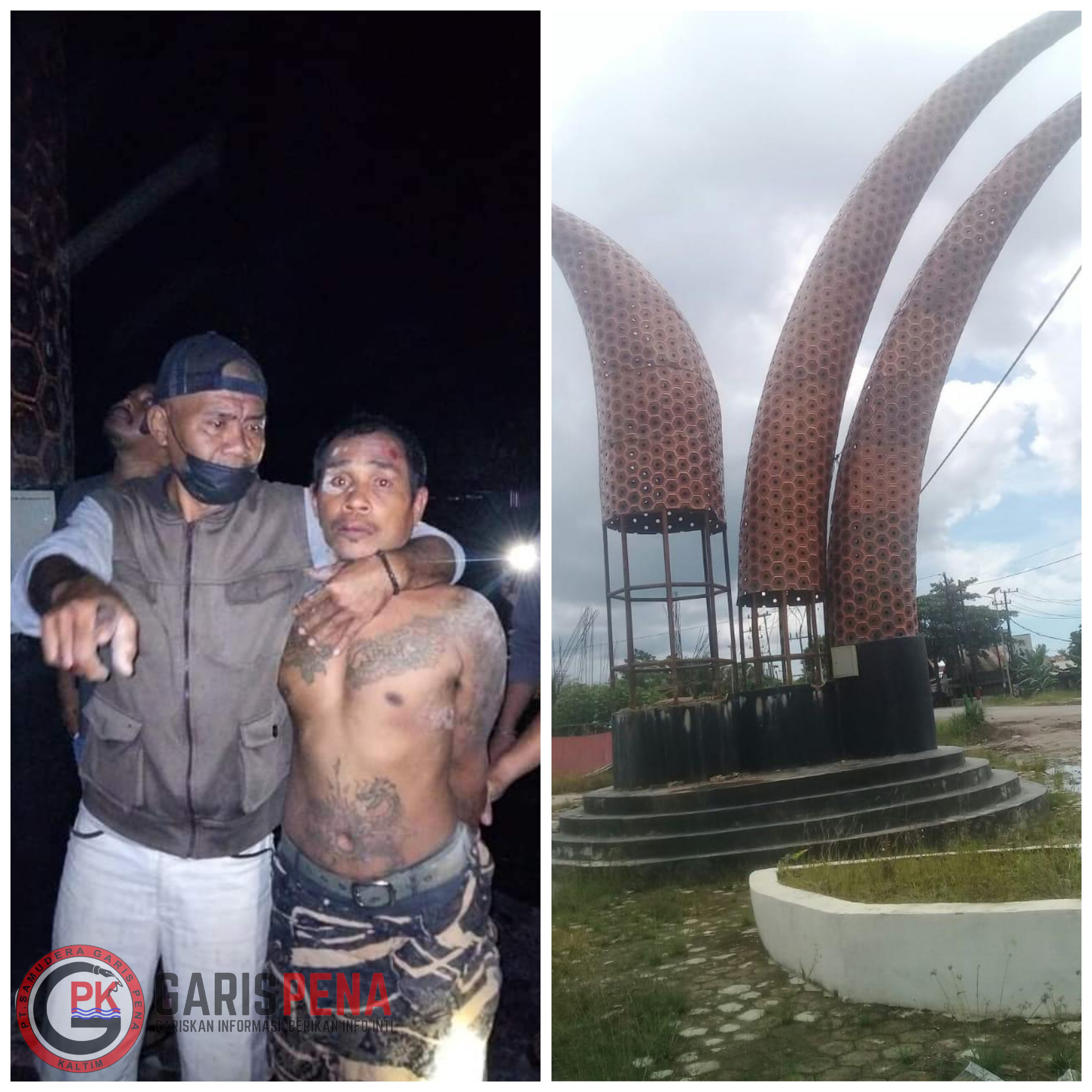 Foto: RD tertangkap basah warga saat memtong bagian plat tugu pembatas Samarinda-Kukar (update)