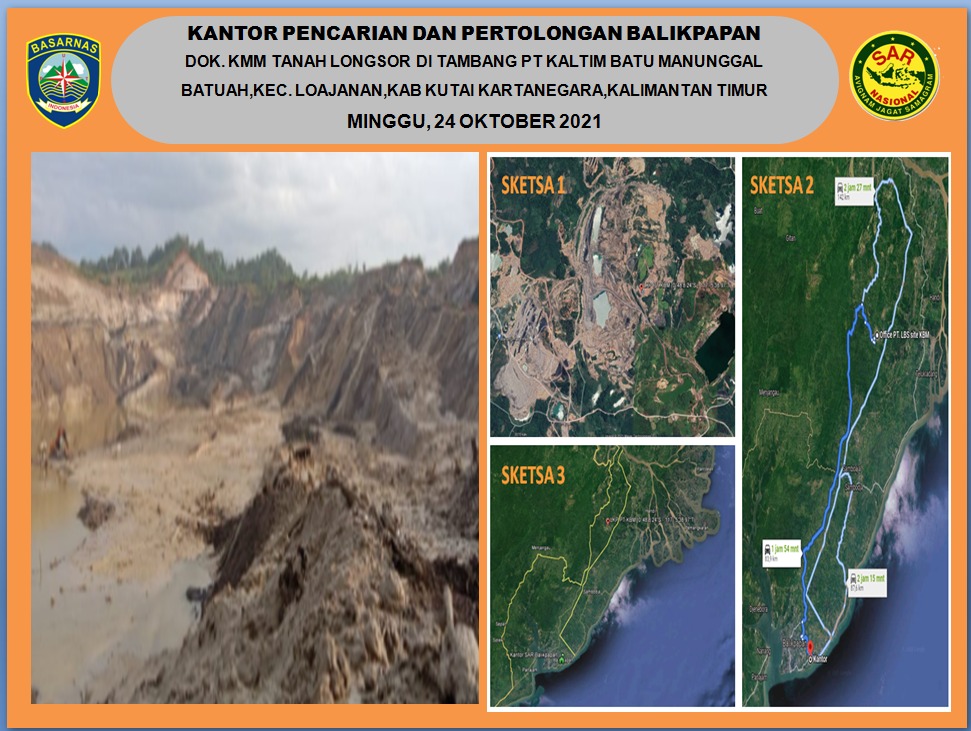 Foto: Lokasi tanah longsor yang terjadi di area tambang di Kabupaten Kukar (Dok Barsanas Kaltim)