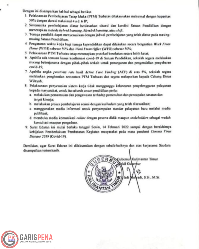 FOTO : Surat Edaran Pemprov