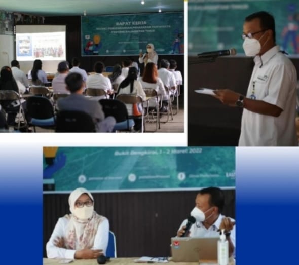 Foto : Kepala Dinas Pariwisata Provinsi Kaltim, Sri Wahyuni (kiri atas) memberikan sambutan dalam kegiatan raker kemarin