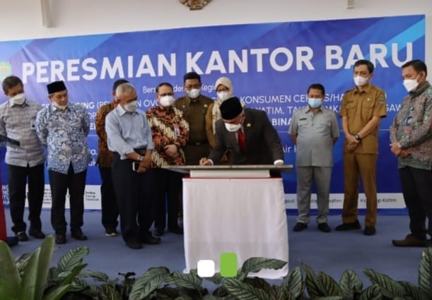 Foto : Wakil Ketua DPRD Kaltim Sigit Wibowo saat menghadiri acara peresmian gedung baru Disperindagkop dan UKM Kaltim pada 26 April 2022.