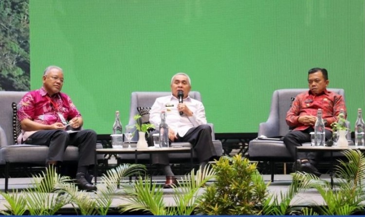 SAMPAIKAN: Gubernur Kaltim Isran Noor saat menjadi narasumber di acara Expose Pembangunan Hijau Kaltim.