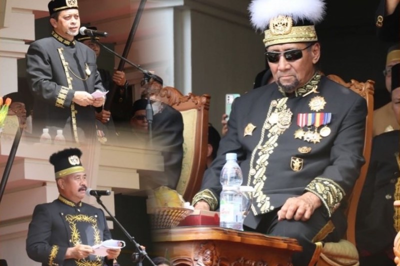 FOTO : Sultan Kutai Adji Muhammad Arifin, Wakil Gubernur Hadi Mulyadi, Bupati Kukar Drs Edi Damansyah pada pembukaan Erau, Minggu (25/9).