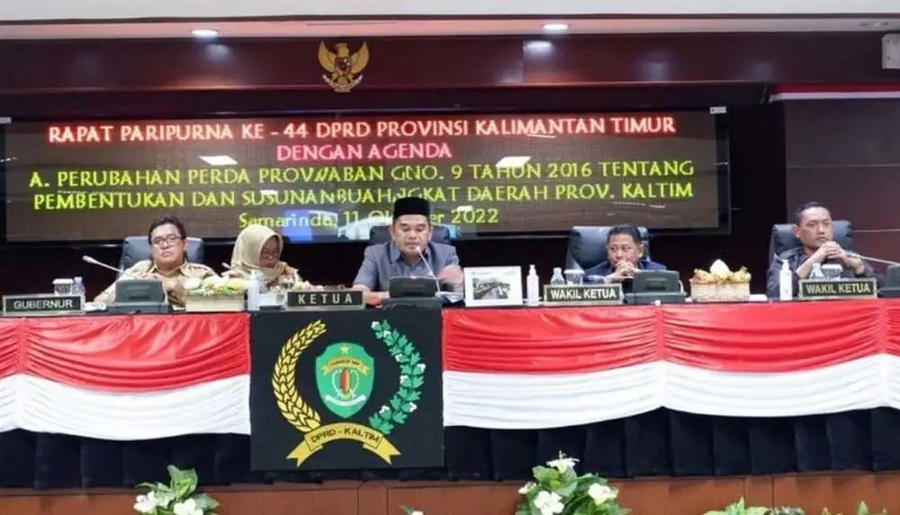 BAHAS: Dewan Perwakilan Rakyat Daerah Kalimantan Timur atau DPRD Kaltim menggelar Rapat Paripurna ke-44. Dengan agenda tanggapan dan jawaban Gubernur Kaltim terhadap Ranperda tentang APBD Kaltim 2023.