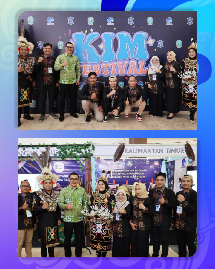 BERI MOTIVASI: Kepala Diskominfo Kaltim Muhammad Faisal (batik hijau) meninjau keikutsertaan KIM asal Kaltim dalam KIMFest 2023 di Surabaya, Jawa Timur.