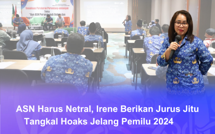 CEGAH BERSAMA: Irene Yurianti memberi beberapa tips mudah untuk mendeteksi, serta menangkal informasi hoaks yang rawan tersebar jelang Pemilu 2024.
