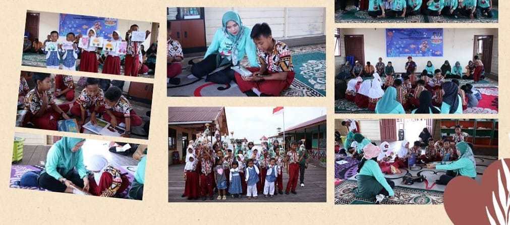 PERLUAS JANGKAUAN: Tim DPK Bontang saat menyambangi Pulau Selangan dan SDN 015 Bontang Selatan dalam kegiatan perpustakaan keliling.