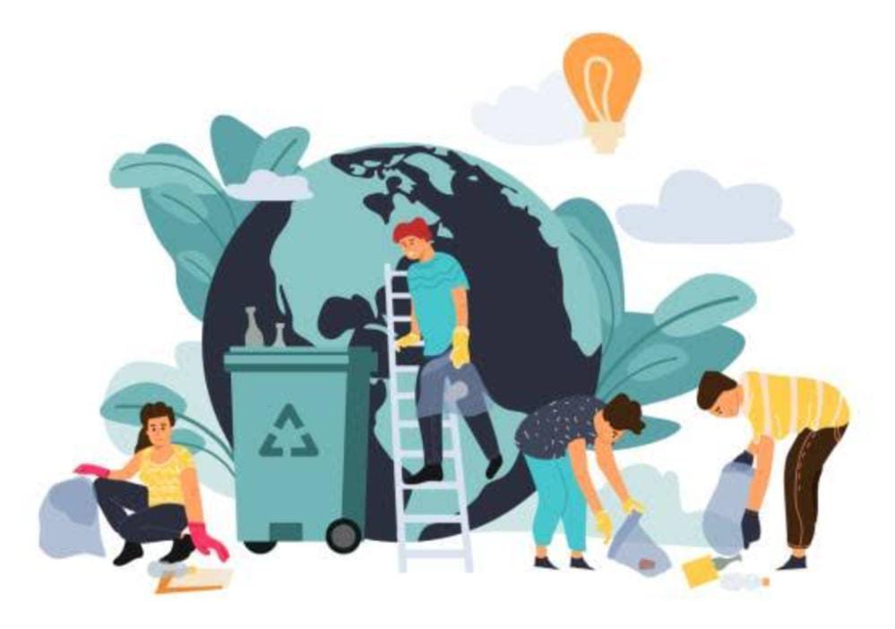 Ilustrasi orang membersihkan alam dari sampah. (IST)