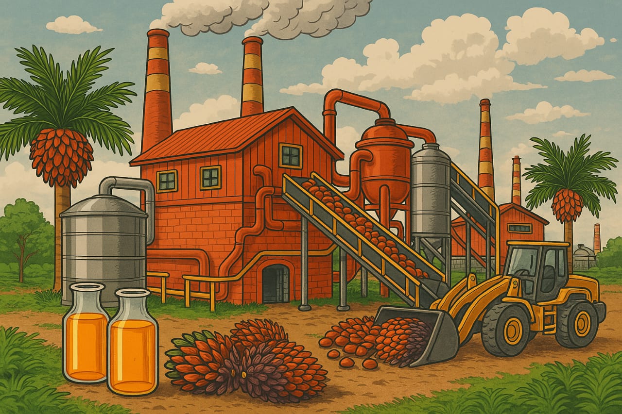Ilustrasi Pabrik Minyak Merah